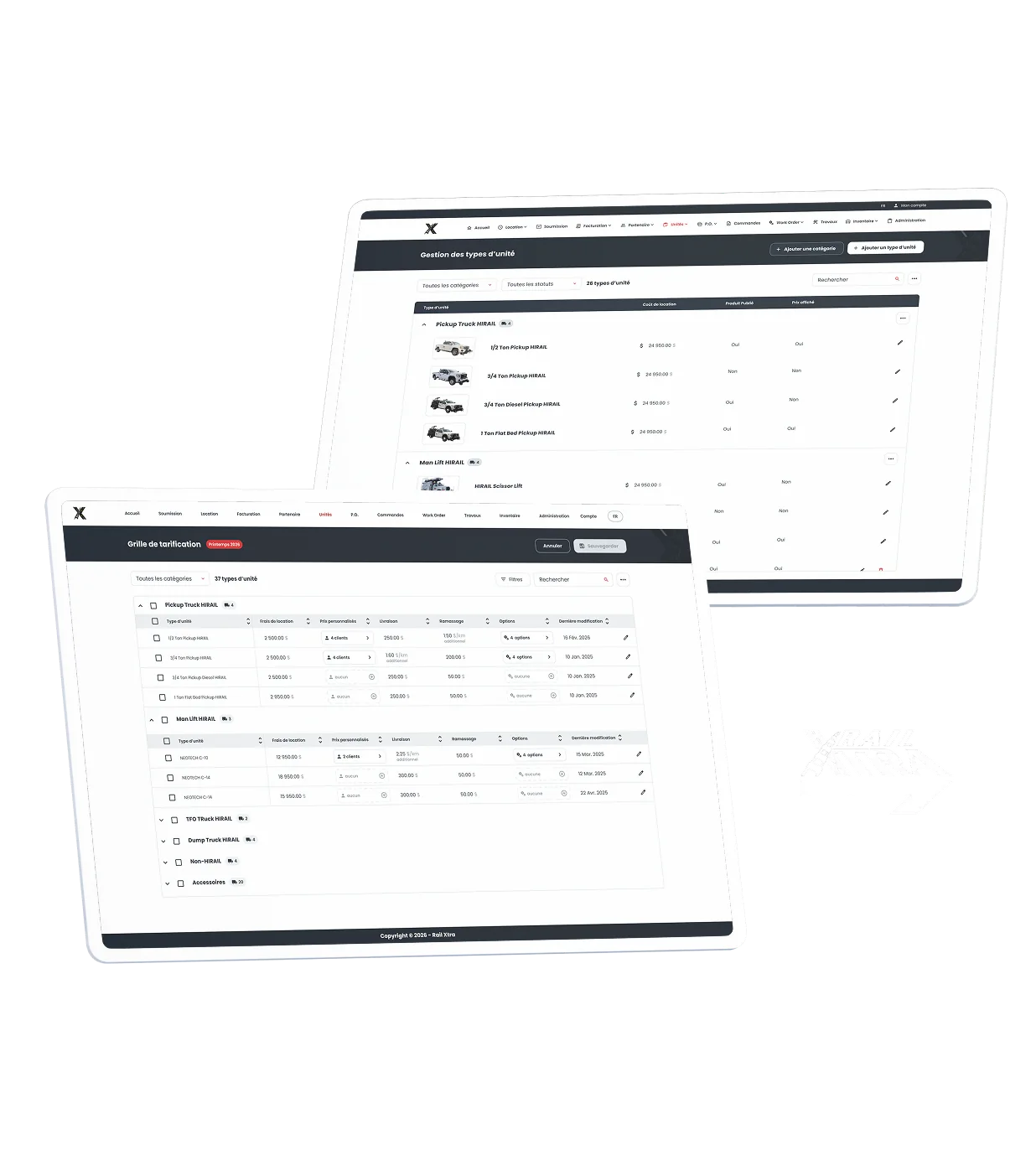 Console de gestion Rail Xtra