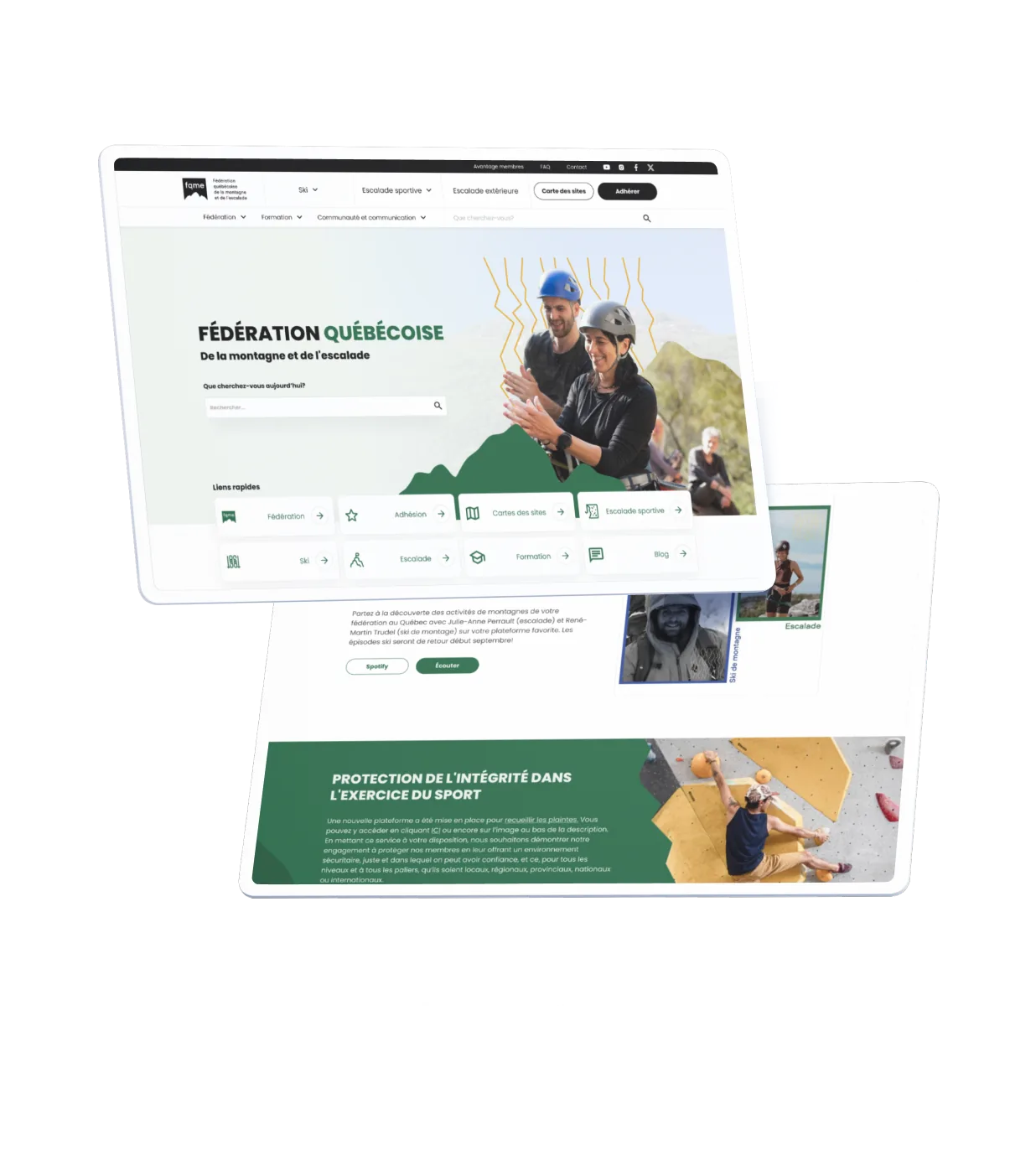 Site web de la Fédération québécoise de la montagne et de l'escalade