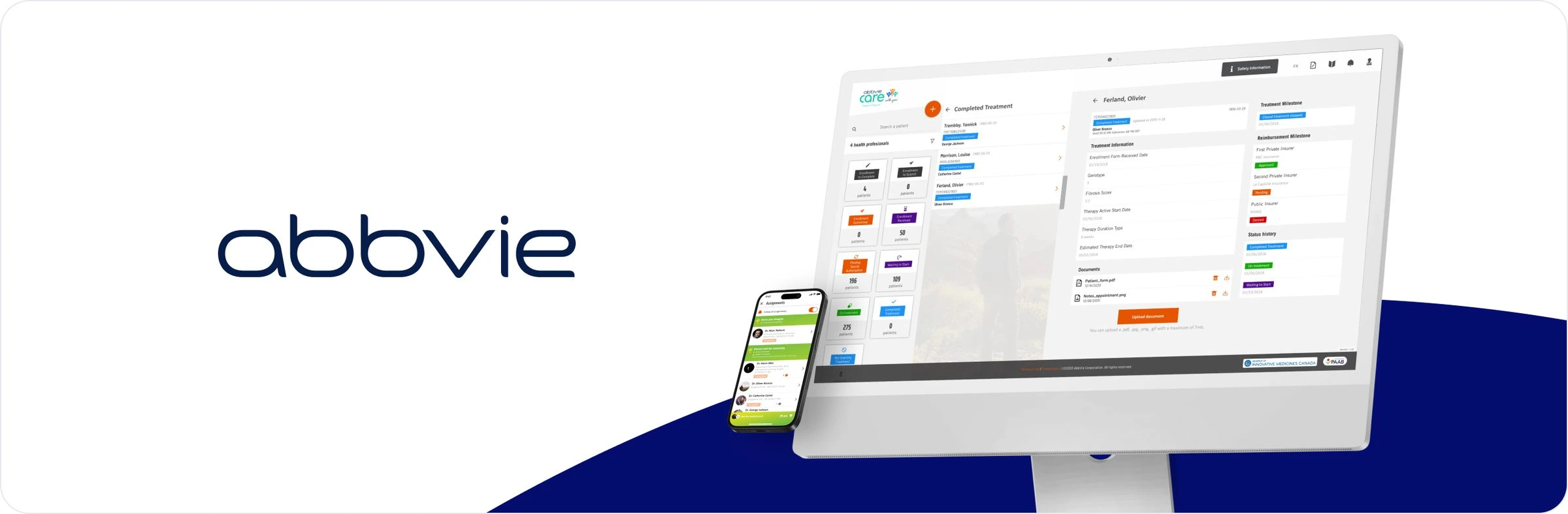 AbbVie ecosystem: mobile app and management console