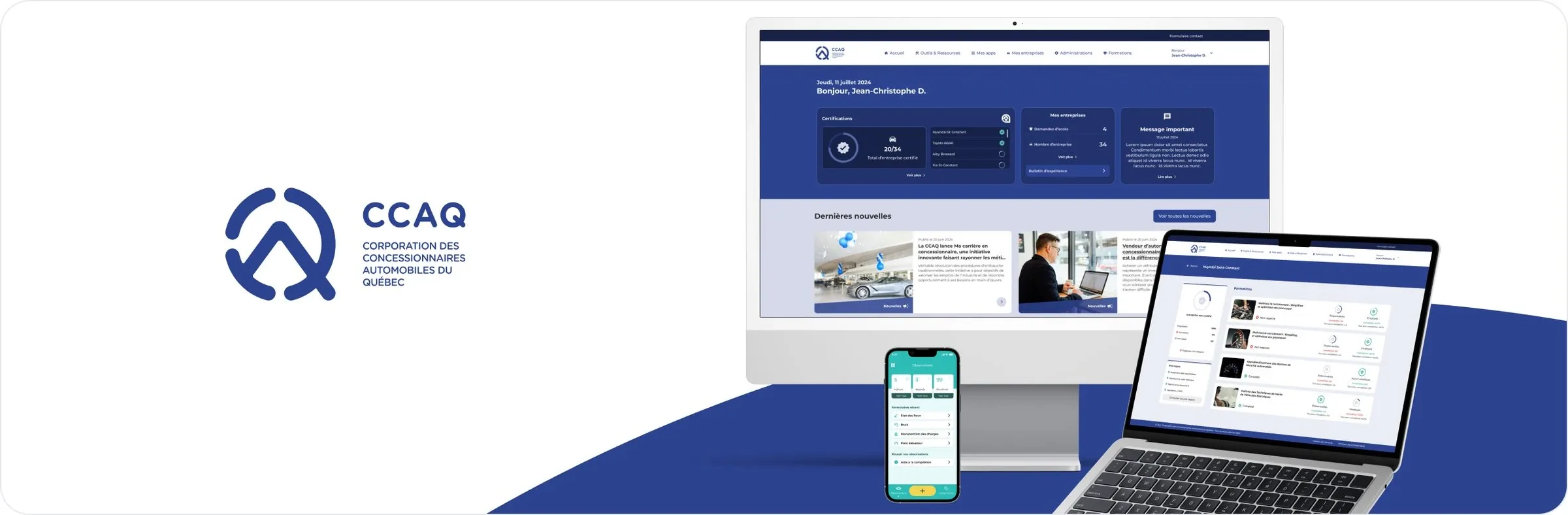 Écosystème CCAQ : console de gestion, portail web et application mobile