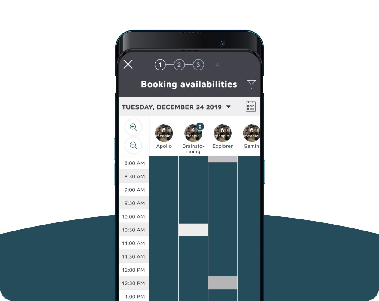 CommonGrounds mobile screen: member home with day pass purchase, membership and upcoming events