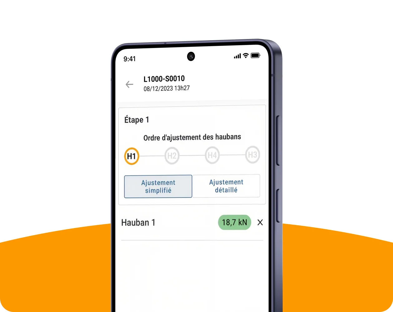 Écran mobile : ordre d'ajustement des haubans