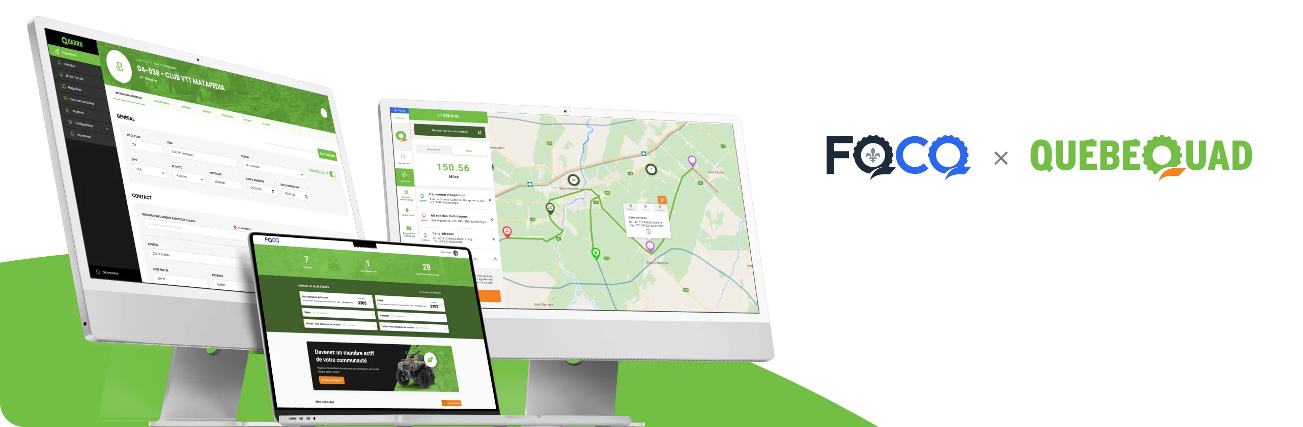 Écosystème Québéquad : plateforme de gestion, portail web et carte des sentiers