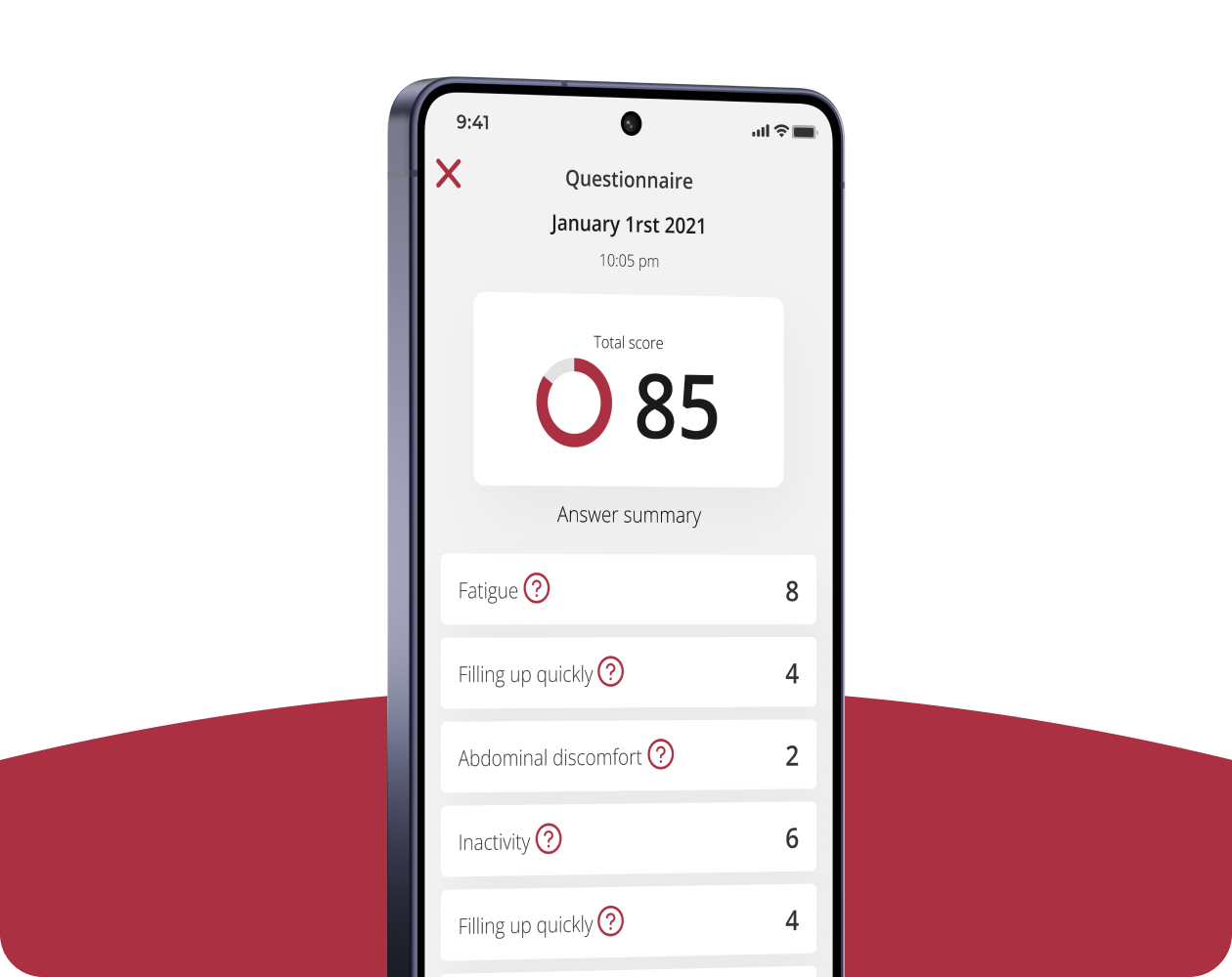 Écran mobile : résumé du questionnaire MPN10