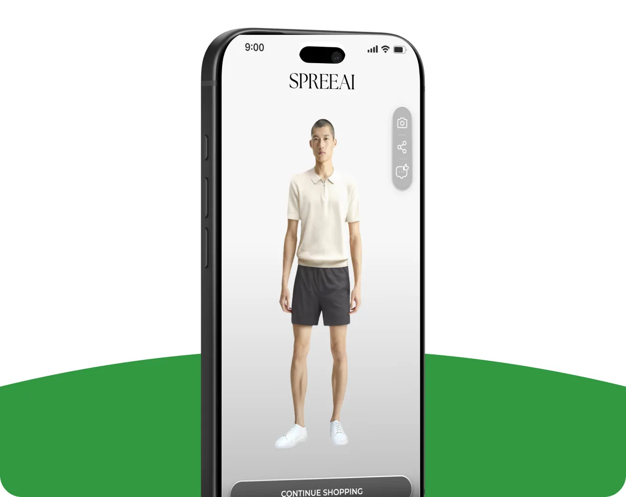Mobile screen: garment try-on result (historical project mockup)