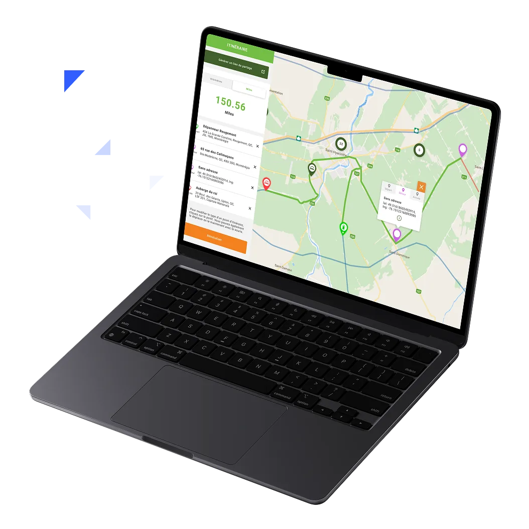 Plateforme d'itinéraires modernisée sur portable
